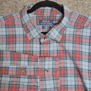 Polo Ralph Lauren 3XB Big‎ Stretch Shirt Multicolor Plaid Long Sleeve Button Up